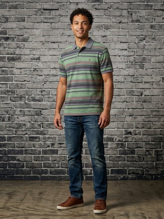 Polo by Ralph Lauren Other - Polo Ralph Lauren Polo T-Shirt Men's Size Large Green Navy Striped Ribbed Collar
